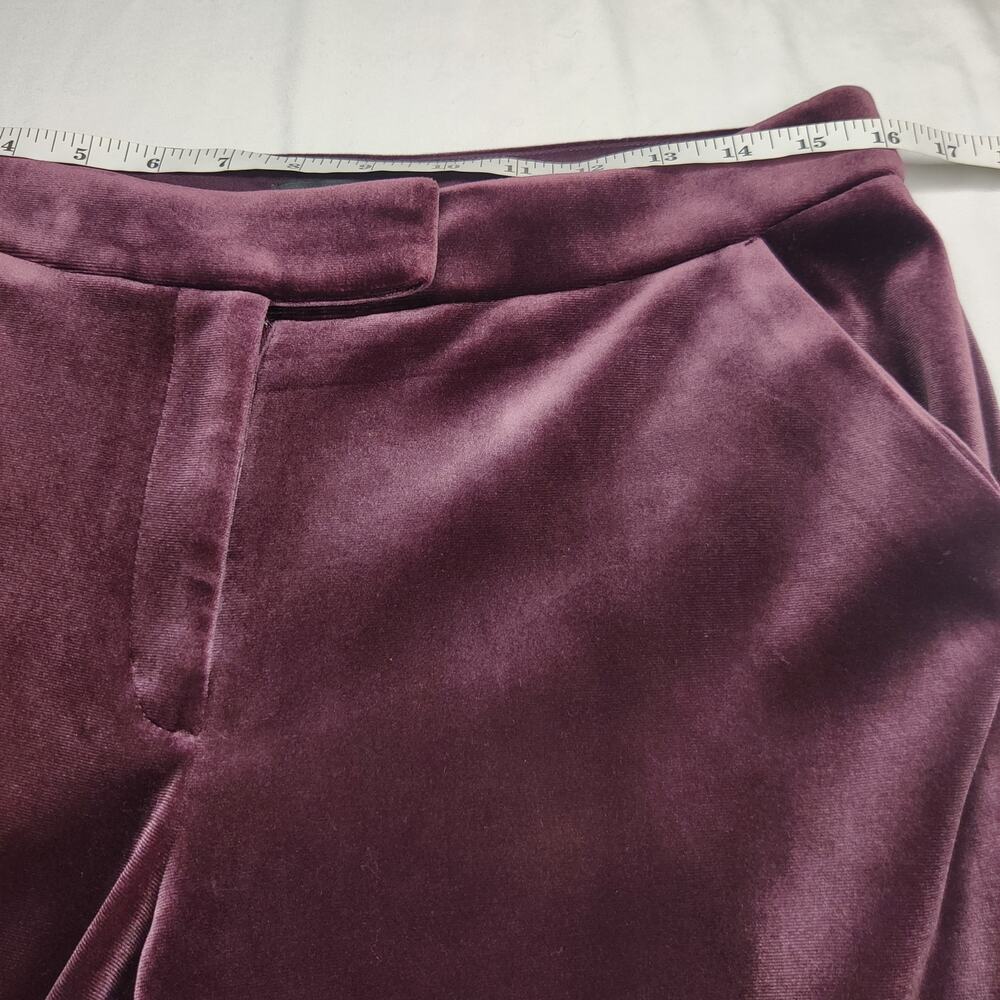 Express Editor HIgh Rise Plum Purple Velvet Relaxed Wide Leg Trouser 10 Witchy - Picture 11 of 14